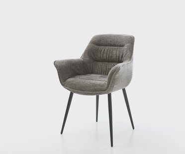 DELIFE Eetkamerstoel Kaira-Flex bouclé zacht mud 4-poot conisch zwart