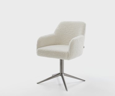 DELIFE Draaistoel Greg-Flex teddy beige kruispoot grafiet 360° draaibaar rocker-functie pocketveer kern