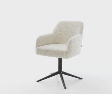 DELIFE Draaistoel Greg-Flex teddy beige kruispoot zwart 360° draaibaar rocker-functie pocketveer kern