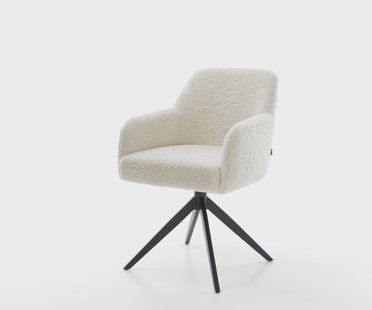 DELIFE Draaistoel Greg-Flex teddy beige kruisframe breed zwart 360° draaibaar rocker-functie pocketveer kern