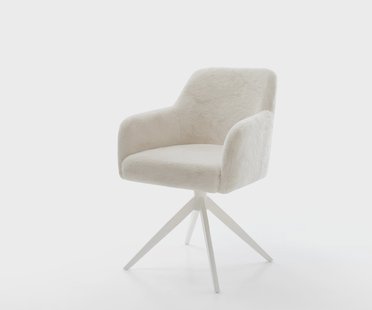 DELIFE Draaistoel Greg-Flex pluchen crème-wit kruisframe breed wit 360° draaibaar rocker-functie pocketveer kern