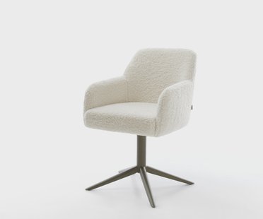 DELIFE Draaistoel Greg-Flex teddy beige kruispoot afwerking met titanium 360° draaibaar rocker-functie pocketveer kern