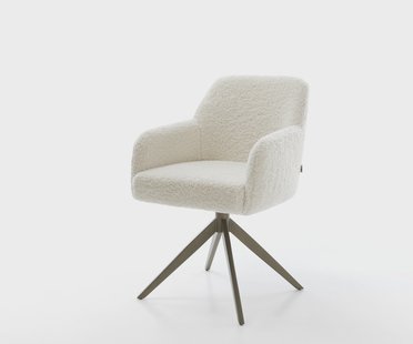 DELIFE Draaistoel Greg-Flex teddy beige kruisframe breed afwerking met titanium 360° draaibaar rocker-functie pocketveer kern