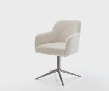 DELIFE Draaistoel Greg-Flex pluchen crème-wit kruispoot grafiet 360° draaibaar rocker-functie pocketveer kern