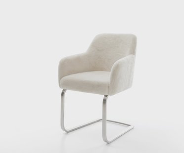 DELIFE Sledemodel Greg-Flex pluchen crème-wit sledemodel vlak roestvrij staal pocketveer kern