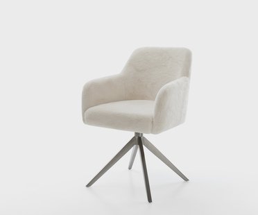 DELIFE Draaistoel Greg-Flex pluchen crème-wit kruisframe breed grafiet 360° draaibaar rocker-functie pocketveer kern