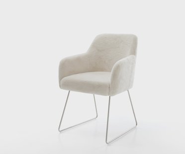 DELIFE Eetkamerstoel Greg-Flex pluchen crème-wit slipframe roestvrij staal pocketveer kern