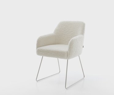 DELIFE Eetkamerstoel Greg-Flex teddy beige slipframe roestvrij staal pocketveer kern