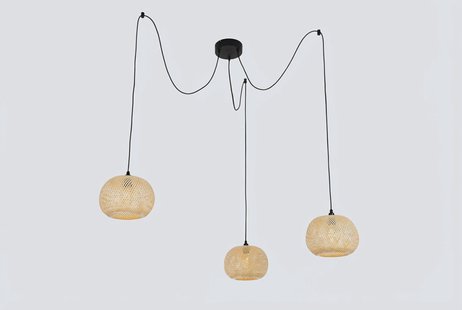 Oosterse buiten hanglamp bamboe 3-lichts IP44 - Rafael