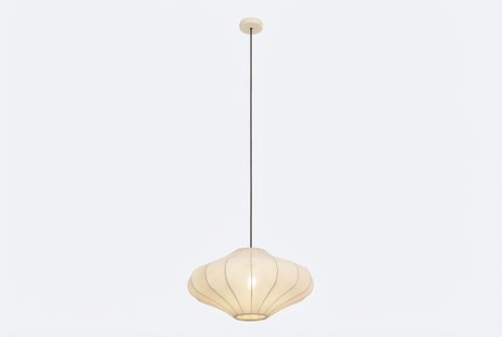 Japandi hanglamp beige met stoffen kap 50cm - Plu