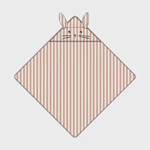 Liewood Albert handdoek met capuchon 70x70 cm Coral blush-creme de la creme streep