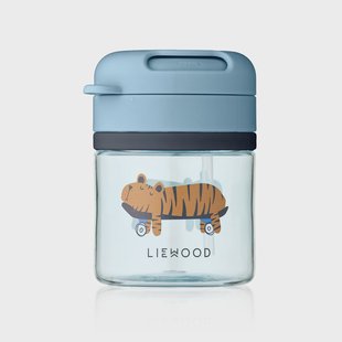 Liewood Pavia beker met rietje 28 cl Fun-beach blue