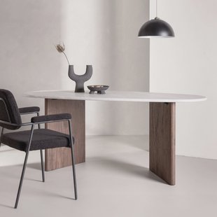 Nohr Organische Eettafel 'Jenea' Betonlook MDF, 180 x 90cm