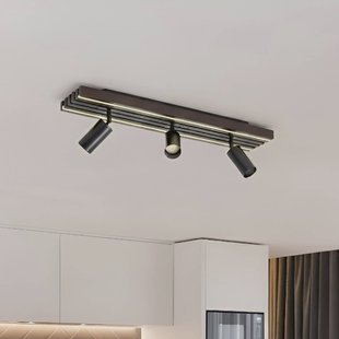 Lucande LED plafondspot Tiron, 3-lamps, 70 cm, eikenhout