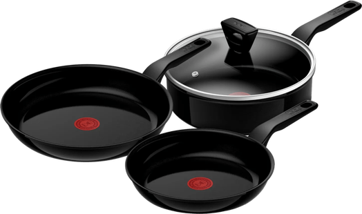 Tefal Renew Black Keramische Koekenpannenset 24 + 28 cm + hapjespan 24 cm + deksel
