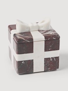 Decoratieve kerstdoos Cutemas, Rosso Levanto marmer, B 12 cm