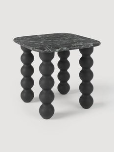 Marmeren bijzettafel Lyndi met eikenhouten poten