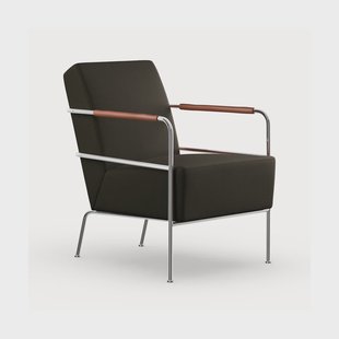 Lammhults Cinema fauteuil Barnum Pine - Elmo Nordic leer Cognac - chromen onderstel