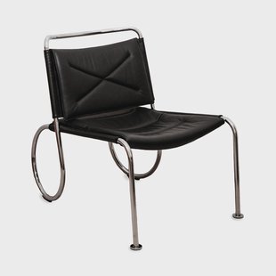 Lammhults Corso easy chair stoel Elmo Nordic leer Zwart - chroom