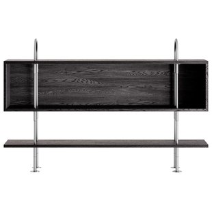 Gubi Keen Stellingkast Satijnroestvrij Staal 160cm 1 Plank En Box Brown/Black Ash Veneer