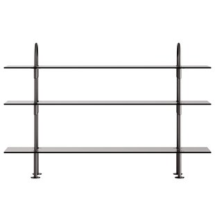 Gubi Keen Stellingkast Zwart Messing 160cm 3 Planken Smoked Tempered Glass