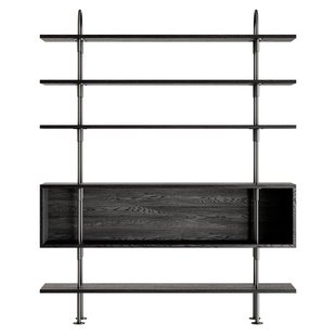 Gubi Keen Stellingkast Zwart Messing 160cm 4 Planken En Box Brown/Black Ash Veneer