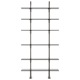 Gubi Keen Stellingkast Zwart Messing 96cm 6 Planken Smoked Tempered Glass
