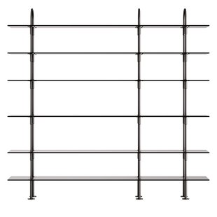 Gubi Keen Stellingkast Zwart Messing 208cm 6 Planken Smoked Tempered Glass