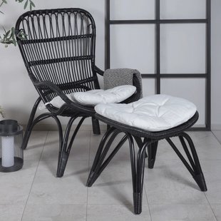 Nohr Loungestoel 'Bronwen' Met voetenbank, Rattan, kleur Zwart