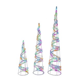 Central Park Conische Lampen Lichtsnoer - 160 Led's - Multikleur - 24cm - Binnen & Buiten - Set Van 3