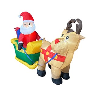 Central Park Opblaasbare Kerstman Slee En Herten - Wit - 210cm