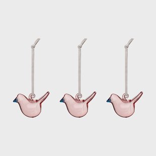 Iittala Iittala glazen vogel Roze, mini, 3-pack