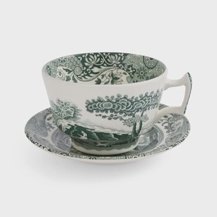 Spode Heritage Green Italian kop en schotel Groen, ontbijt, 0,28 L