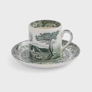 Spode Heritage Green Italian kop en schotel Groen, espresso, 9 cl