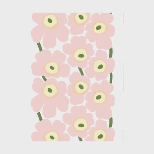 Marimekko Unikko stof Roze, katoen satijn