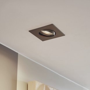 PRIOS inbouwlamp Fibur, mat brons, 9 cm, GU10, 10 stuks