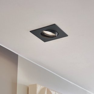 PRIOS inbouwlamp Fibur, zwart, 9 cm, GU10, set van 10