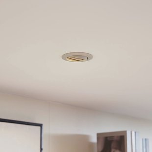 PRIOS plafond inbouwlamp Fibur, beige, zink, Ø 8,2 cm, set van 3