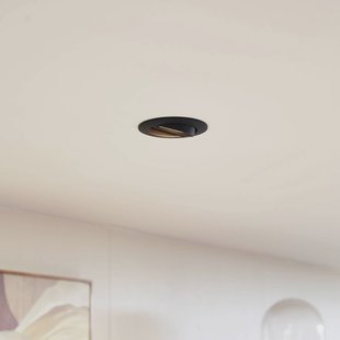 PRIOS plafond inbouwlamp Fibur, zwart, zink, Ø 8,2 cm, set van 3