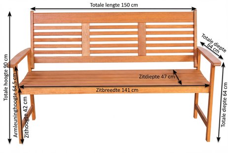 Tropical 3-seater Bench