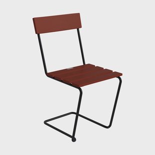 Grythyttan Stålmöbler Stoel 1 Donkerrood gelakt eiken-zwart stalen onderstel