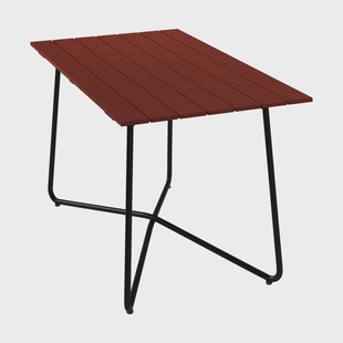 Grythyttan Stålmöbler B25A tafel Donkerrood gelakt eiken-zwart stalen onderstel, 120x70 cm