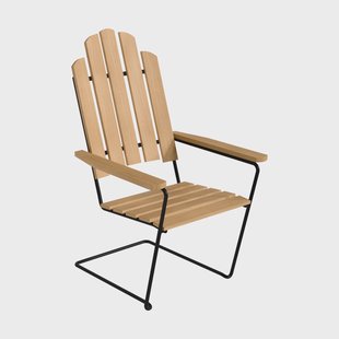 Grythyttan Stålmöbler A3 ligstoel Geolied eiken-zwart stalen onderstel