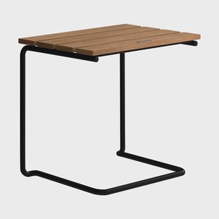 Grythyttan Stålmöbler A3 tafel/voetenbank Teak-zwart stalen onderstel