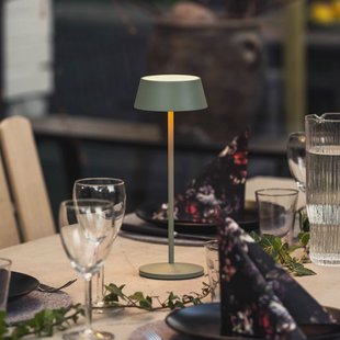 Konstsmide LED tafellamp Menton, groen, hoogte 27 cm, IP54, USB