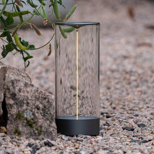 Konstsmide LED tafellamp Edison, hoogte 32 cm, grijs/helder, IP54