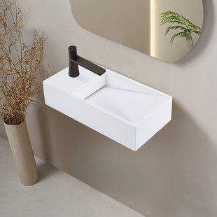 Aquavive Wasbak Rino Solid Surface - Rechthoek - Wit - 38x18x9cm