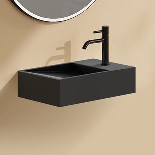 Aquavive Wasbak Rino Solid Surface Basin - Rechthoek - Zwart - 38x18x9cm