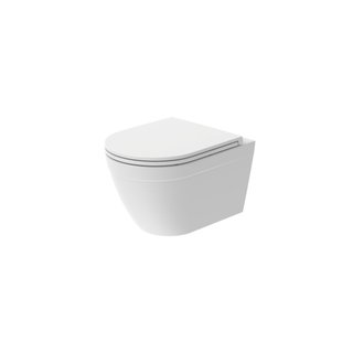 Aquavive Hangtoilet Randloos - Keramiek - D-vorm - Wit - Verkort 44,8cm