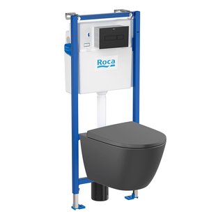 Roca Inbouwtoilet Set Met Randloze Toiletpot - Zwart Mat
